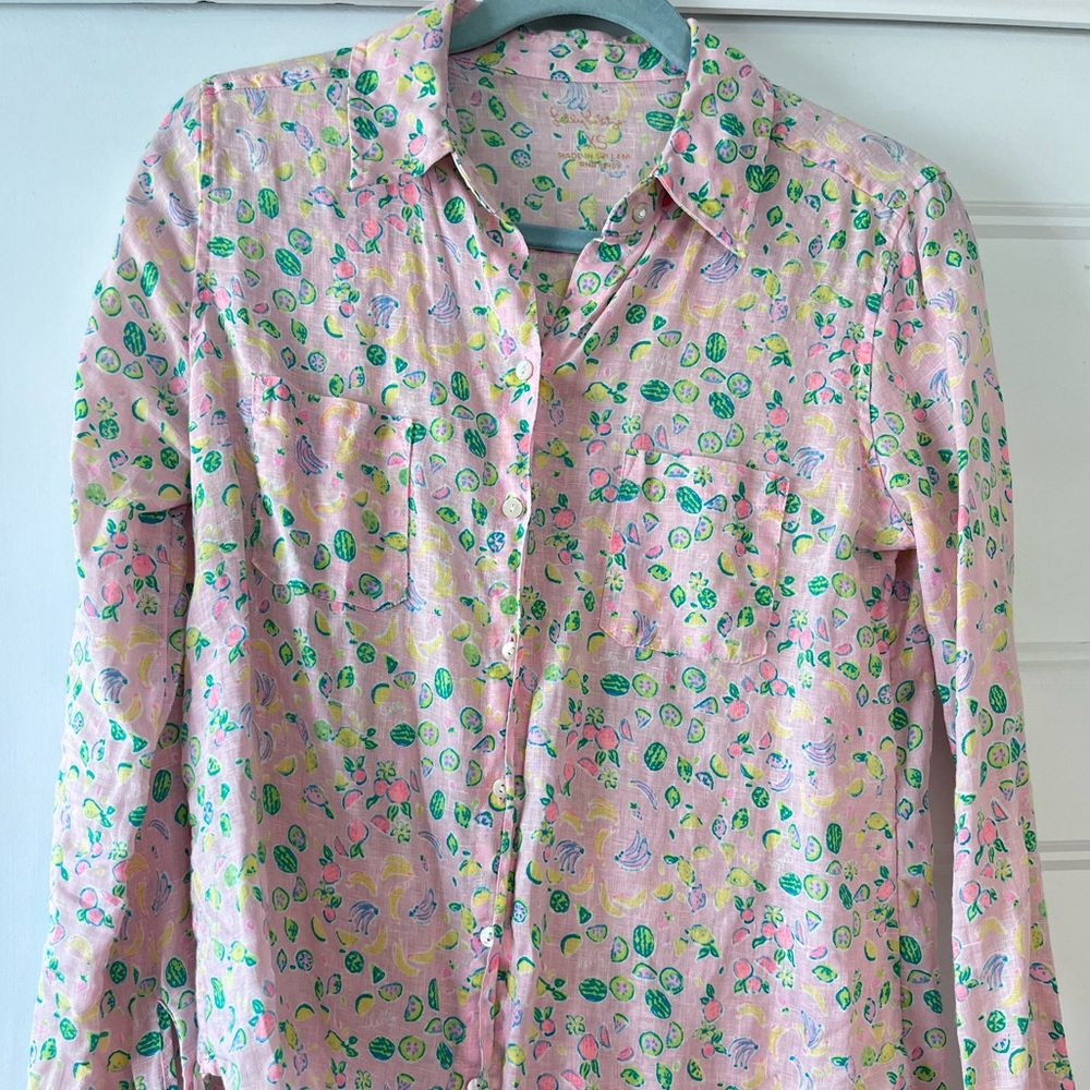 Lilly Pulitzer sea view linen button down